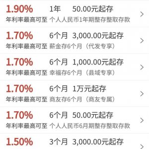 工商银行存款利率(利息)