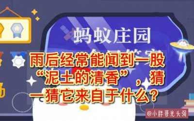 ​雨后经常能闻到一股“泥土的清香”，它来自于什么？蚂蚁庄园答案
