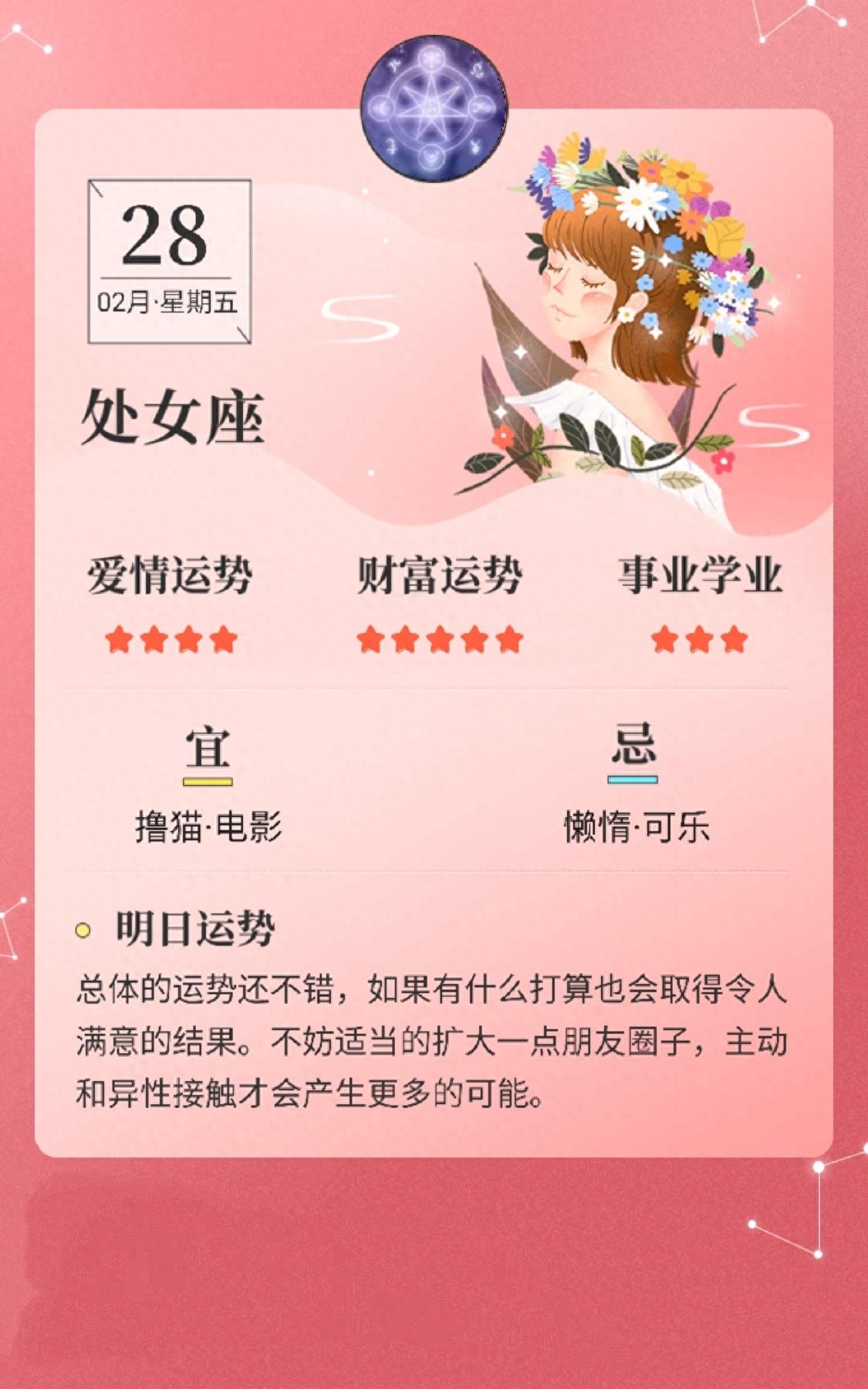 星座日历:2月28日,十二星座爱情、金钱、事业学业运势分析