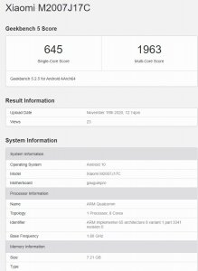 ​搭载骁龙750G处理器！红米Note 9 Pro跑分曝光