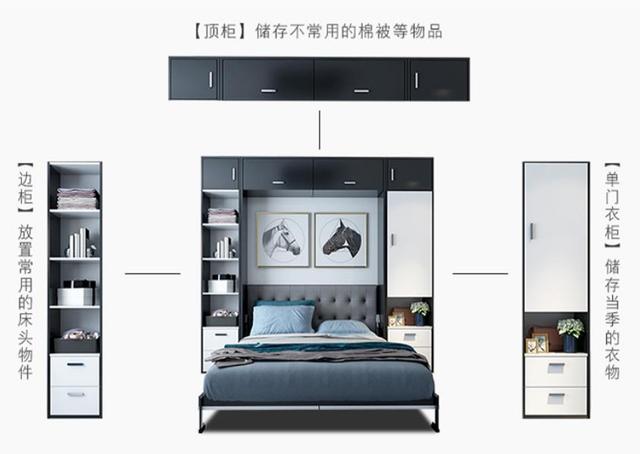 小房间隐形床设计效果图(六款颜值隐形床)(36)