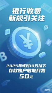 ​银行收费新规引关注：2025年或对10万以下存款账户收取月费50元？