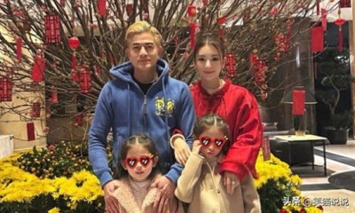 ​方媛晒全家福贺新年：郭富城紧搂妻子好恩爱，一家四口合影好开心