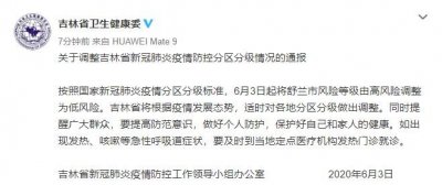 ​好消息！吉林舒兰市风险等级由高风险调整为低风险